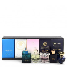 Gift Set -- The Best of Versace Men's and Women's Miniatures Collection Includes Versace Eros, Versace Pour Homme Dylan Blue, Versace Pour Femme Dylan Blue, Bright Crystal and Versace Eros Pour Femme