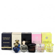 Gift Set -- Miniature Collection Includes Versace Yellow Diamond, Bright Crystal, Crystal Noir, Eros and Pour Femme Dylan Blue all 5 ml sizes.